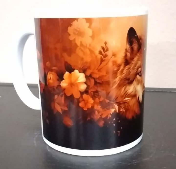 Tasse Mug Geschenk Wolf Blumen Mystic Magie Tier