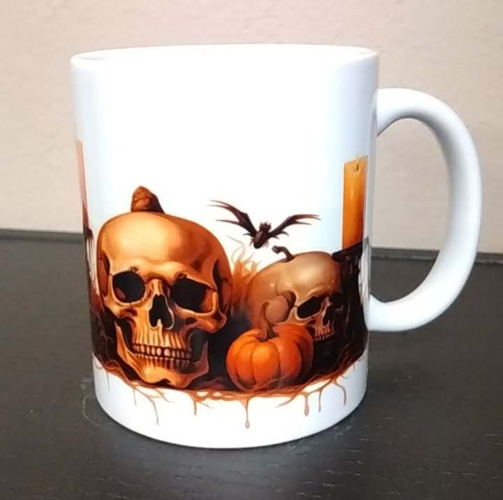Tasse Mug Geschenk Skull Schädel Halloween Kürbis Fledermaus Horror