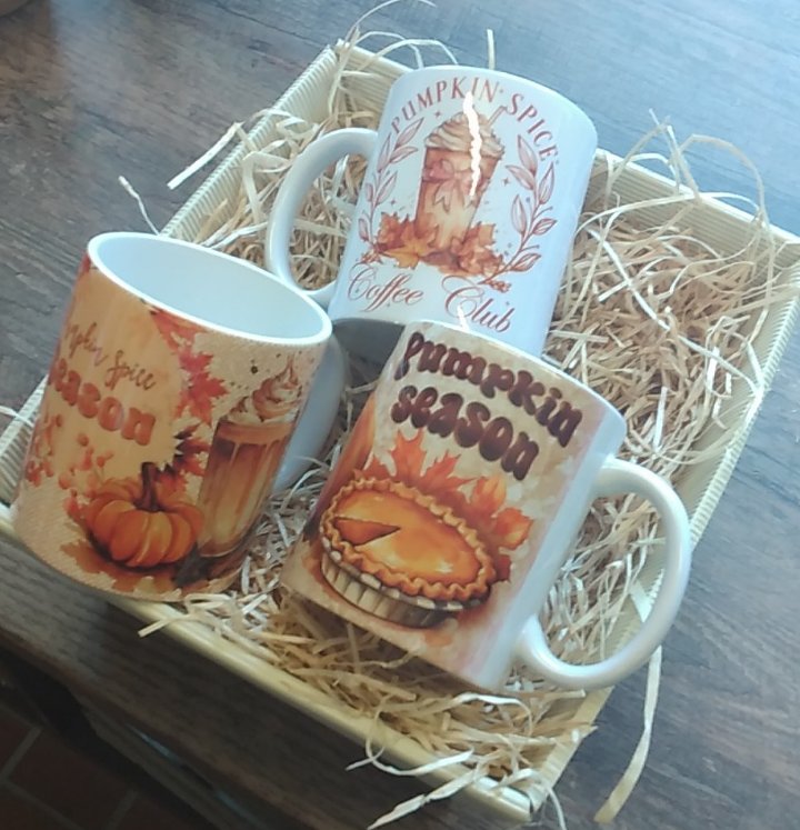 3er Set Tassen Becher Herbst Autumn Pumpkin Pumpkin Spice Halloween