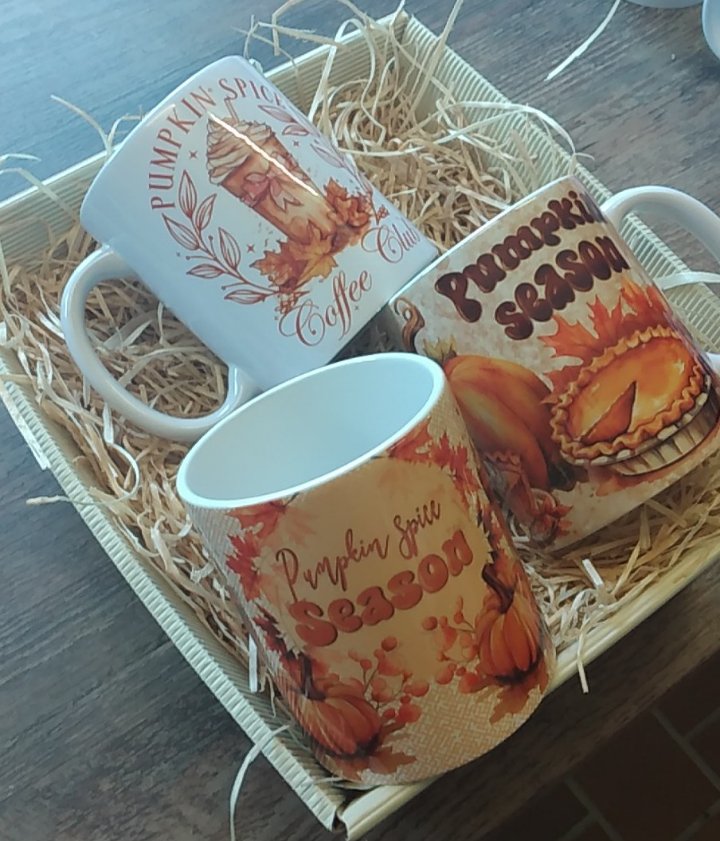 3er Set Tassen Becher Herbst Autumn Pumpkin Pumpkin Spice Halloween