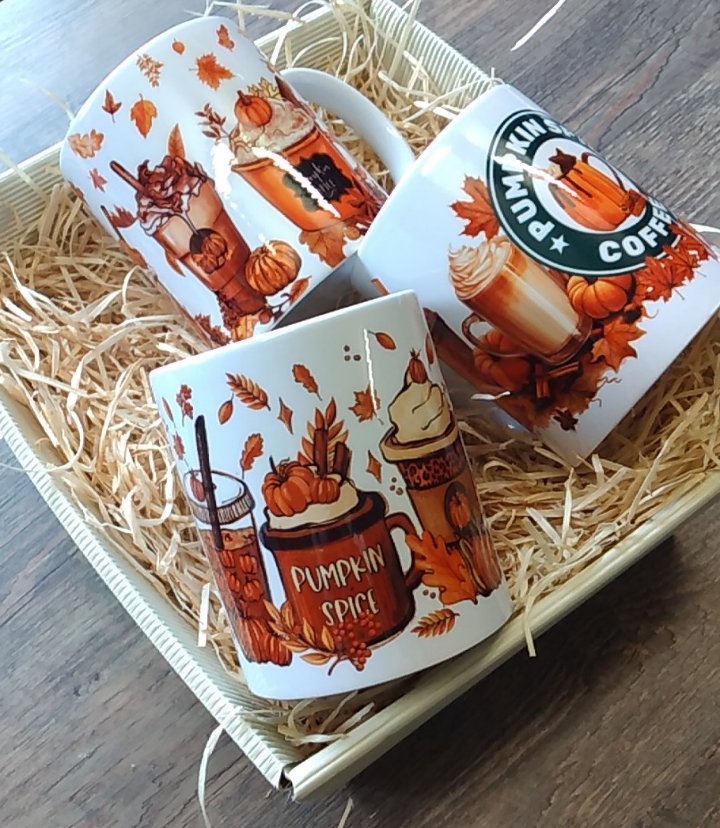 3er Set Tassen Becher Herbst Autumn Pumpkin Pumpkin Spice Halloween