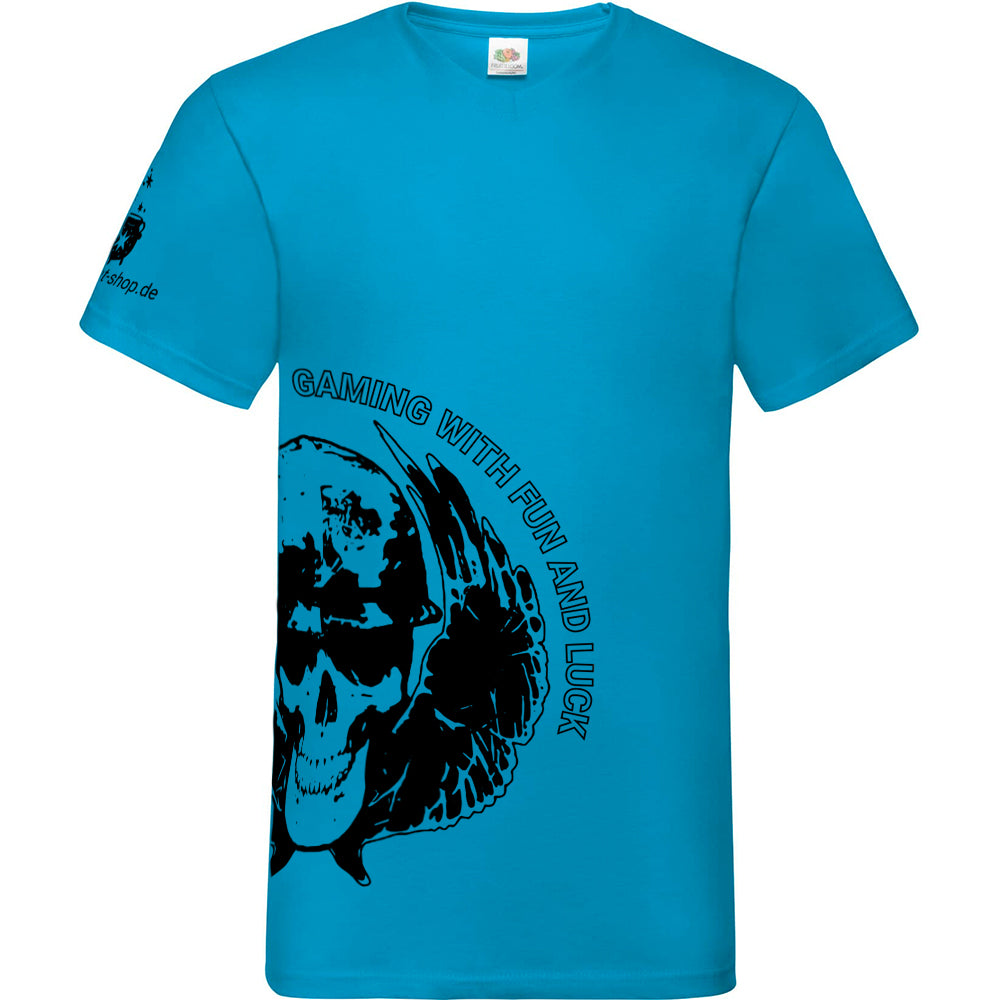 T-Shirt schwarz V-Ausschnitt DZMG Merch