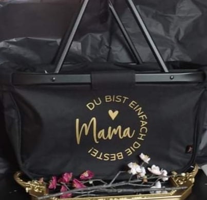 Einkaufskorb Einkaufstasche Geschenk personalisiert Muttertag GRAU