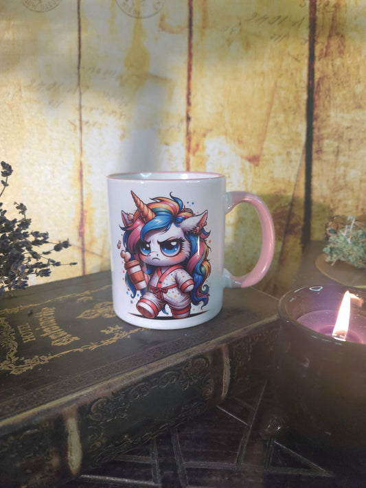 Einhorn Tasse Spruch - "Ich habe nicht genug Kaffee oder Mittelfinger für heute"