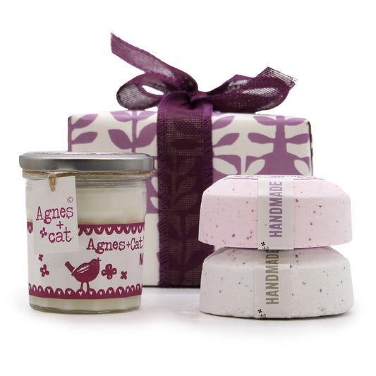 Geschenkbox - Mondstein (Kerze) + Provence & Tee und Rosen (Sprudel)