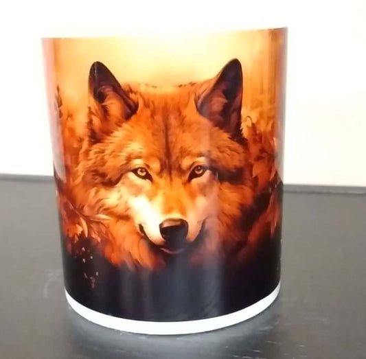 Tasse Mug Geschenk Wolf Blumen Mystic Magie Tier