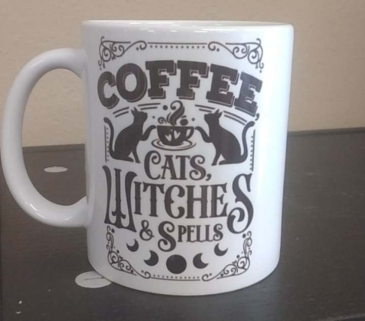 Kaffee Tasse Katze Cats Coffee Witch Hexe Geschenk
