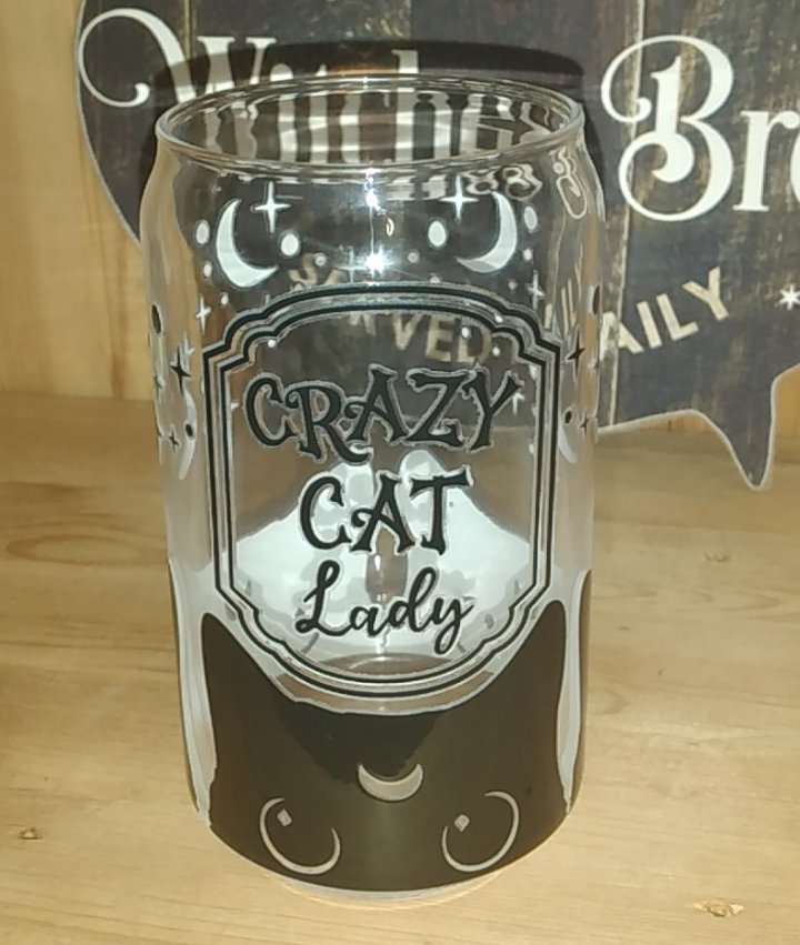 Crazy Cat Lady Libby Can Glas Witch Hexe Magic Magie Geschenk