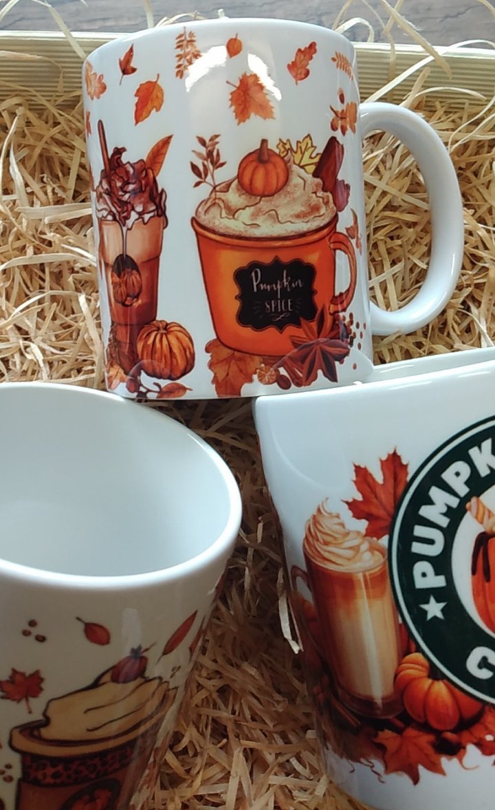 3er Set Tassen Becher Herbst Autumn Pumpkin Pumpkin Spice Halloween