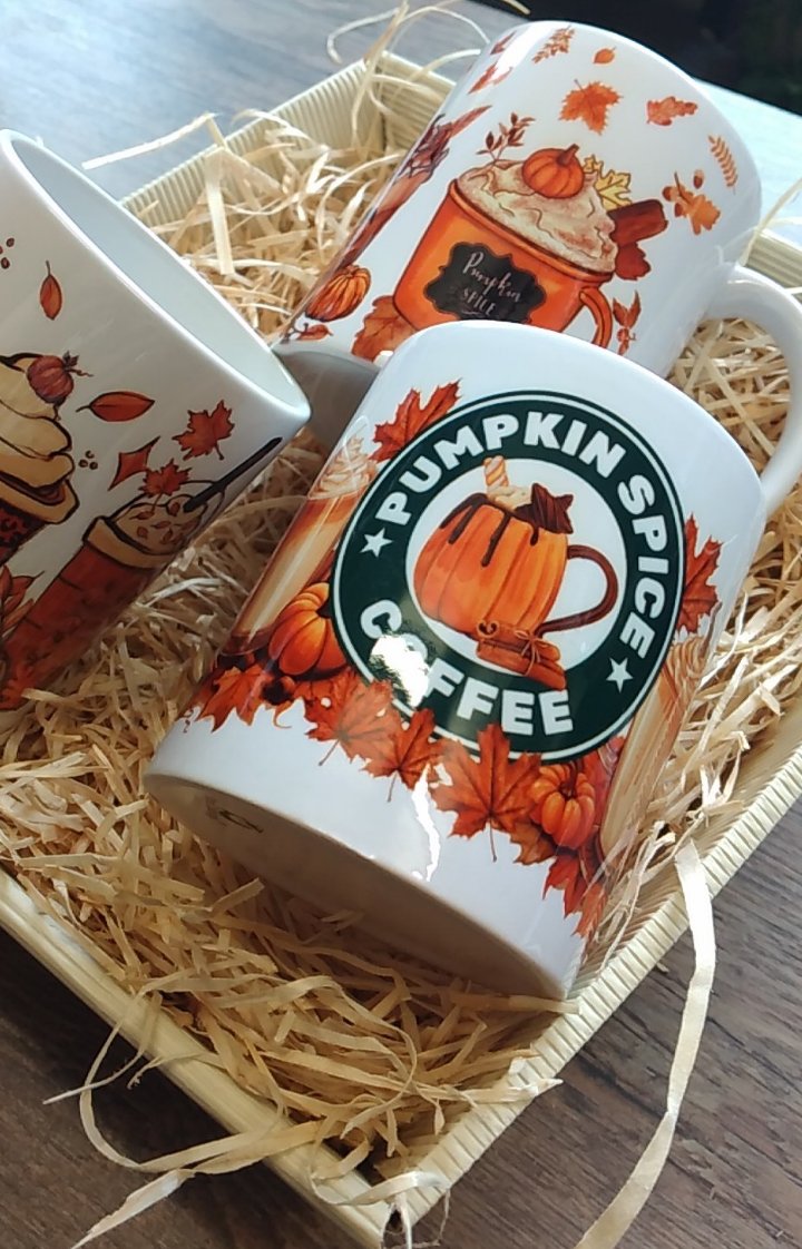 3er Set Tassen Becher Herbst Autumn Pumpkin Pumpkin Spice Halloween