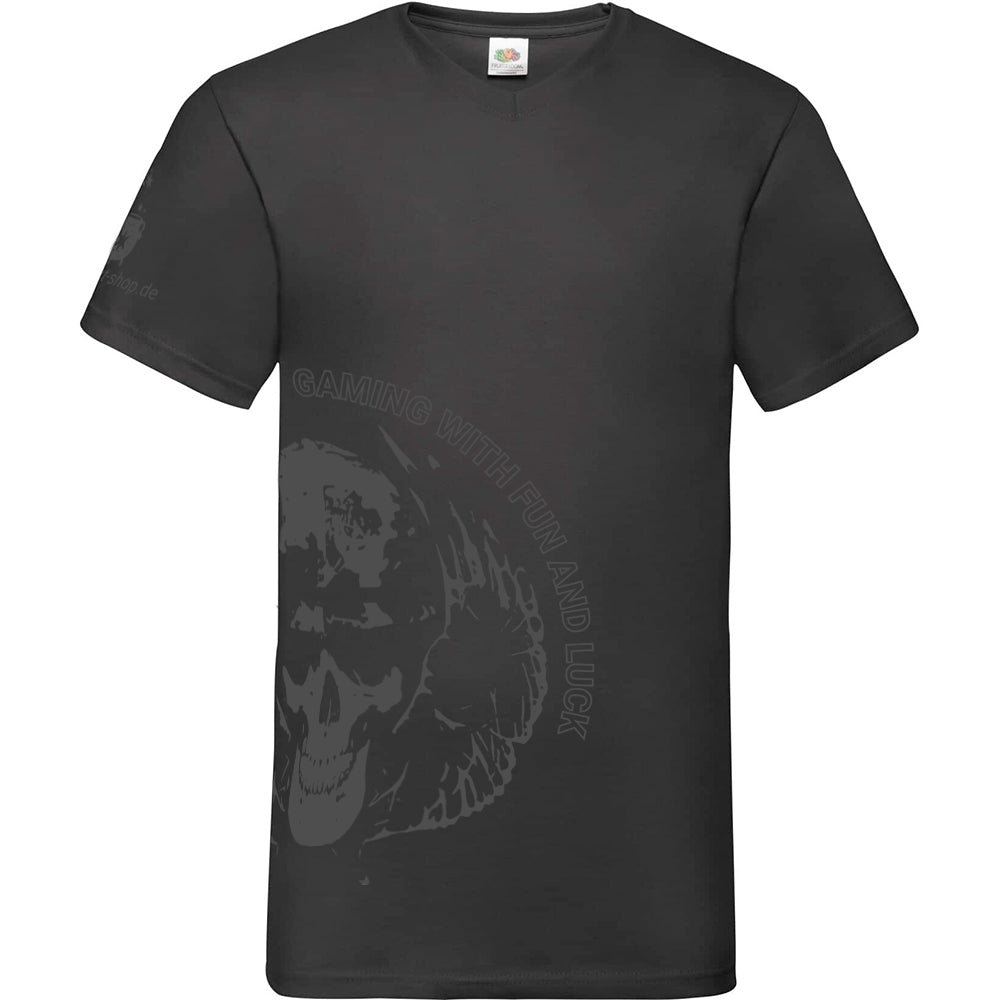 T-Shirt schwarz V-Ausschnitt DZMG Merch