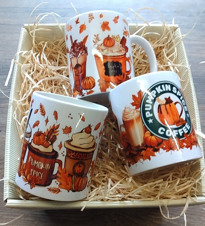 3er Set Tassen Becher Herbst Autumn Pumpkin Pumpkin Spice Halloween