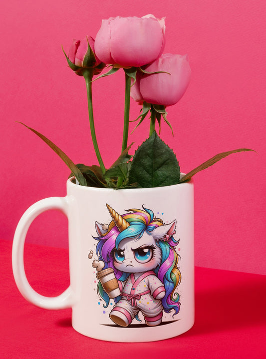 Einhorn Tasse Spruch - "Ich habe nicht genug Kaffee oder Mittelfinger für heute"