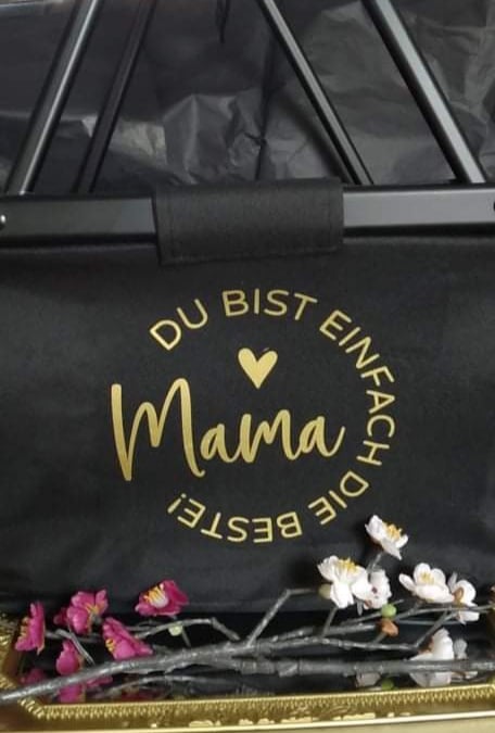 Einkaufskorb Einkaufstasche Geschenk personalisiert Muttertag GRAU