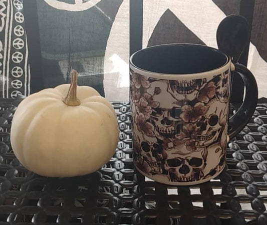Tasse Halloween Gothic Rose Skulls